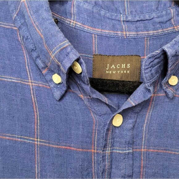 Jachs New York Blue 100% Linen Button  Front Shirt - Picture 3 of 6